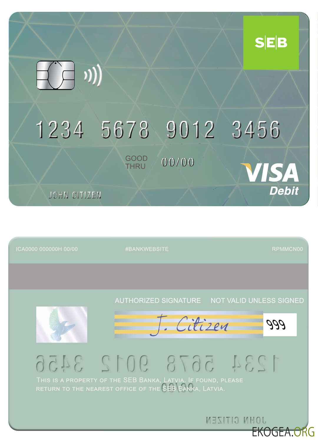 Carte de débit visa Lettonie SEB Bank